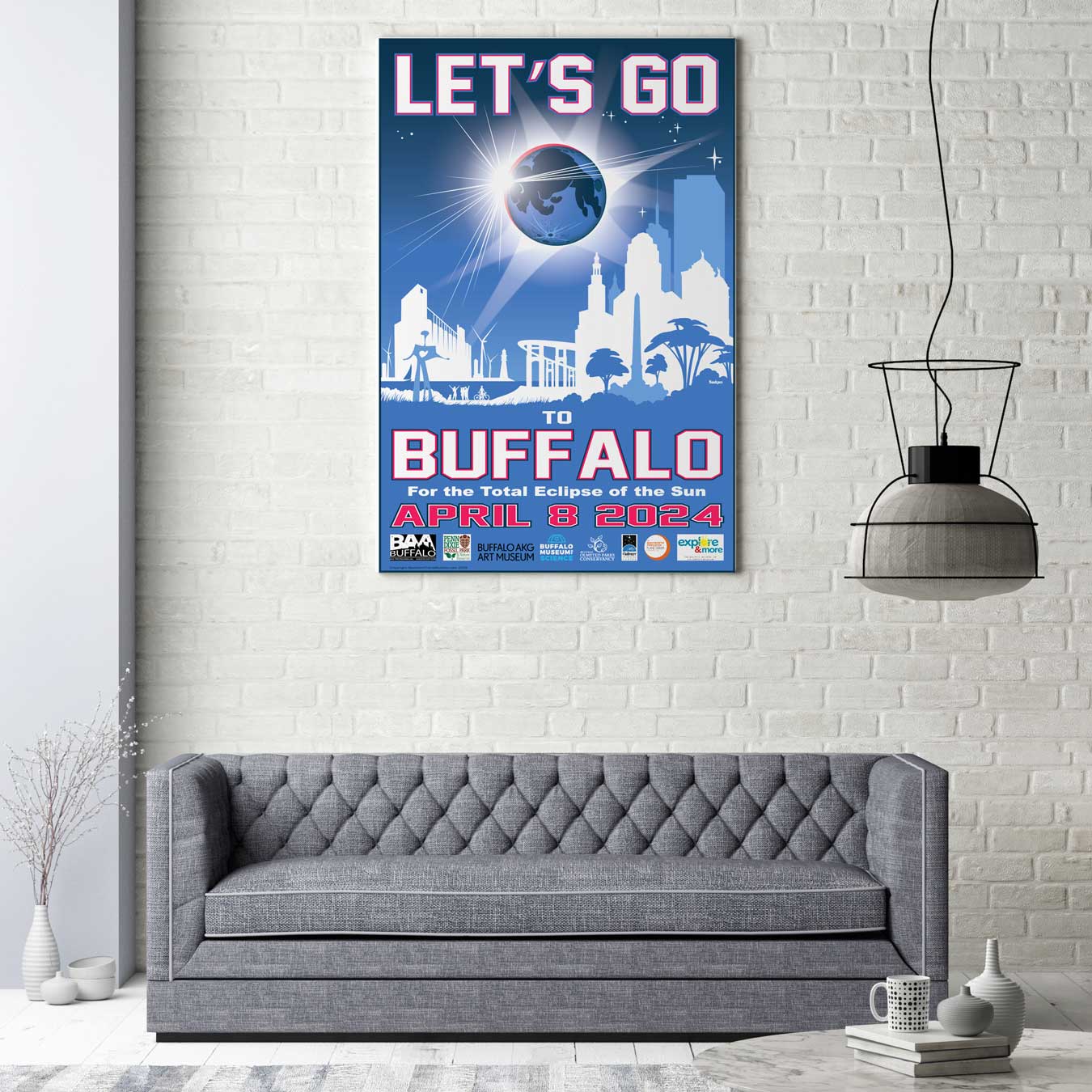 Buffalo, NY 2024 Eclipse Let's Go Buffalo! Canvas Eclipse