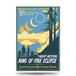 Crater Lake National Park 2023 Ring of Fire Annular Eclipse Artwork