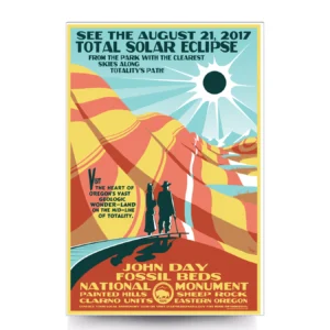 John Day Fossil Beds National Monument 2017 Total Solar Eclipse Artwork by Tyler Nordgren