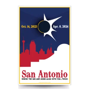 San Antonio, Texas 2023 & 2024 Solar Eclipse Artwork by Tyler Nordgren