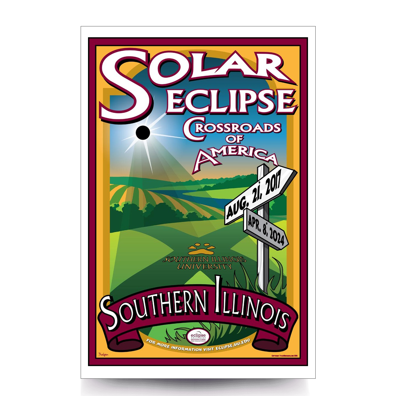 Southern Illinios 2017 & 2024 Total Solar Eclipse Poster Canvas