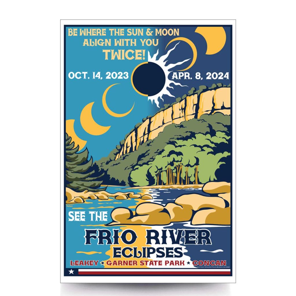 Frio River, TX Canvas Annular Eclipse 2023 & Total Solar Eclipse 2024