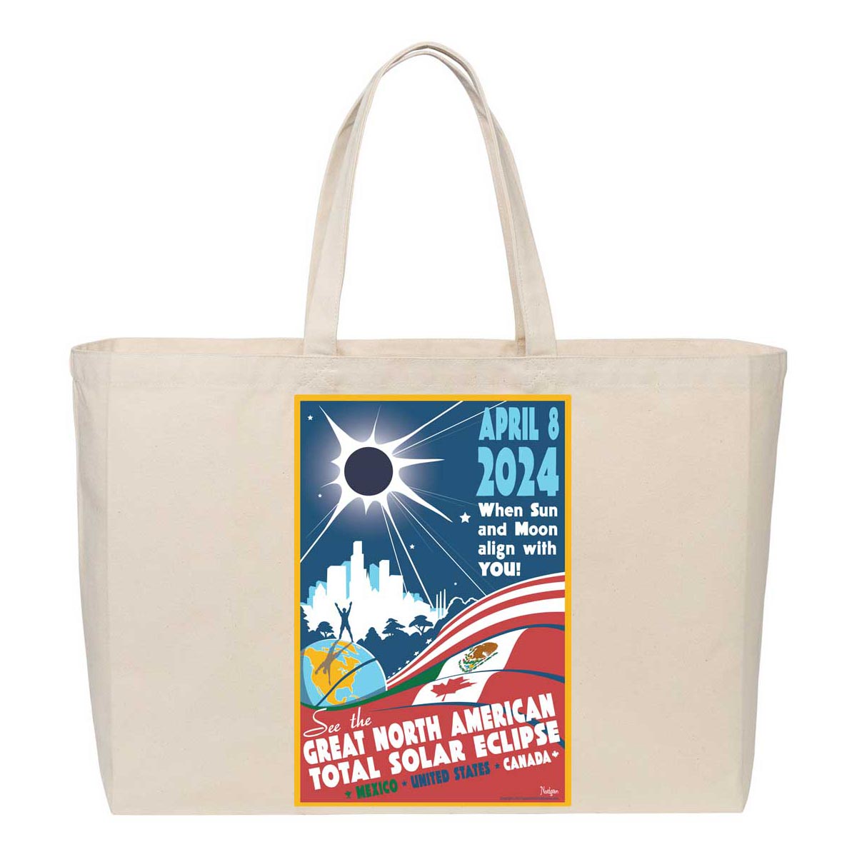 Great North American Solar Eclipse 2024 Tote Bag Eclipse Merchandise
