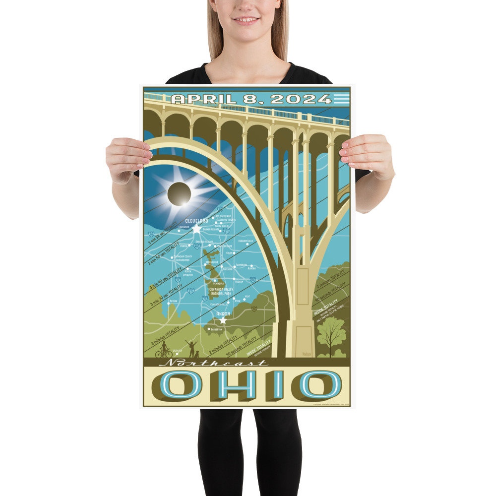 Northeast Ohio - 2024 Total Solar Eclipse Poster - Eclipse Merchandise